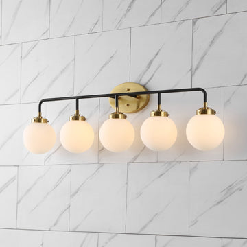 Caleb Brass Vanity Wall Sconce Frosted